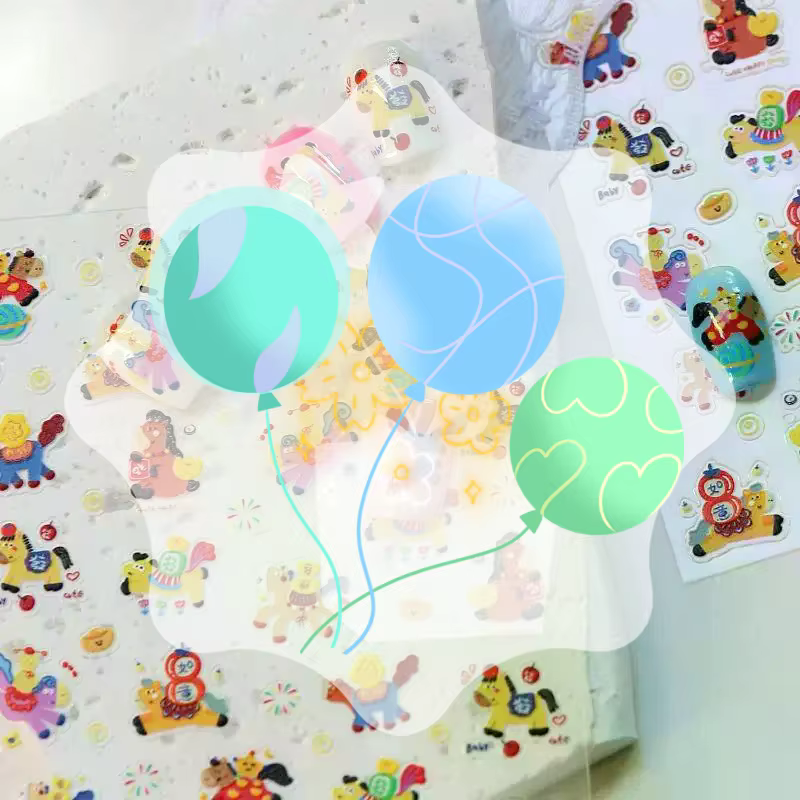 Autocollants 3D pour ongles motif cheval de dessin animé