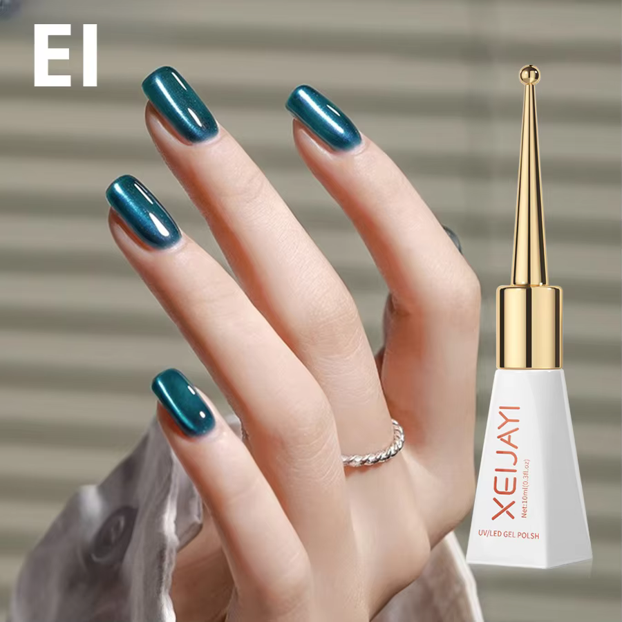 XEIJAYI vernis Gel œil de chat vert paillettes Gel magnétique émaux Semi-permanents