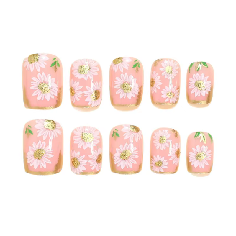 24 faux ongles à presser printemps-été