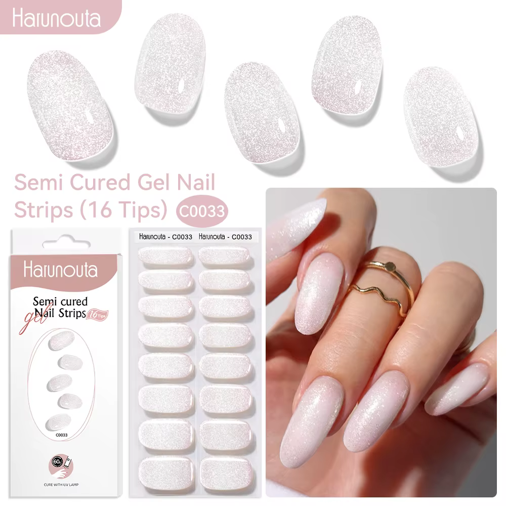 Harunouta dégradé Semi-durci Gel autocollant pour ongles longue durée UV