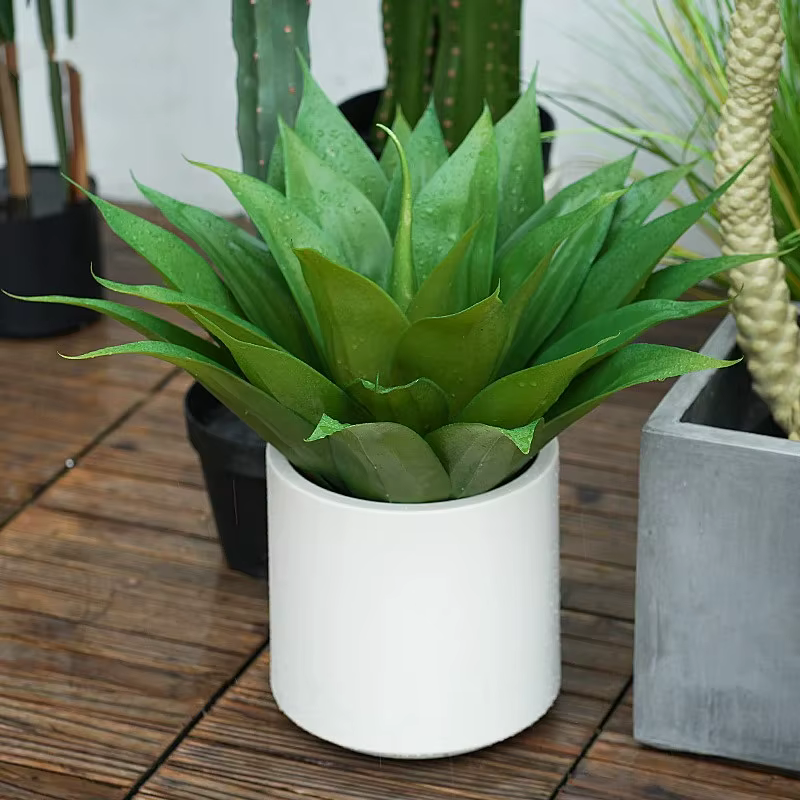Plante succulente verte artificielle d'agave tropicale avec pot, ornements de balcon extérieur, décorations d'intérieur à la maison, décorations de chambre à coucher, 1,5 pi, H2042