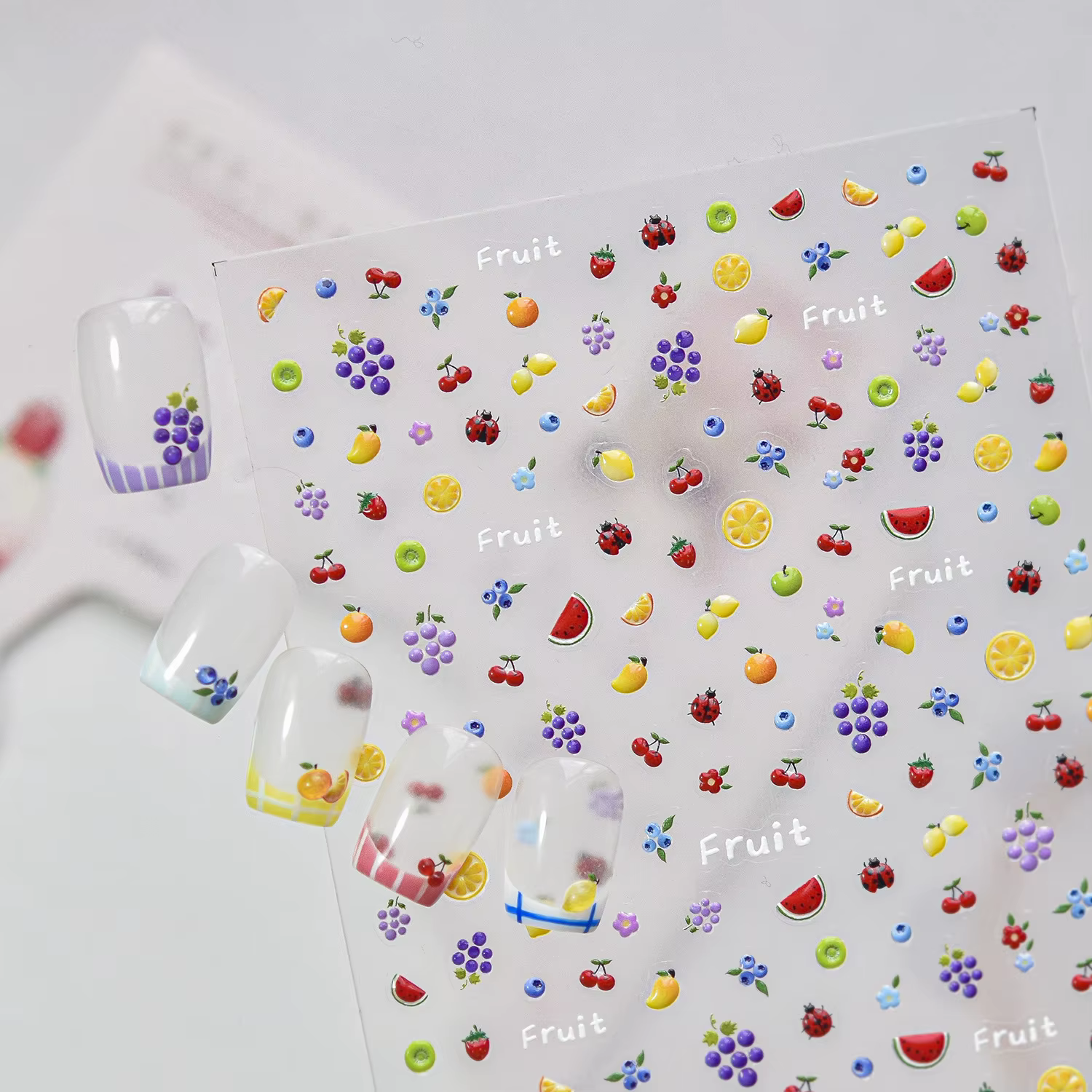 Mini autocollants 5D pour ongles en forme de tranches de fruits (pastèque