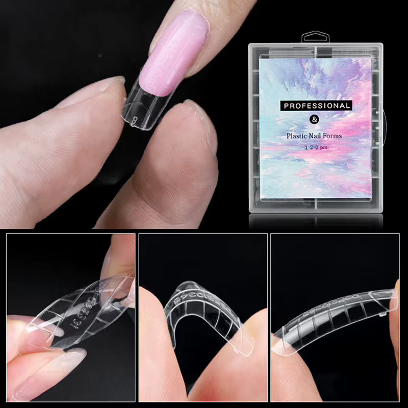 60/120 pièces/boîte ongles doubles formes réutilisables