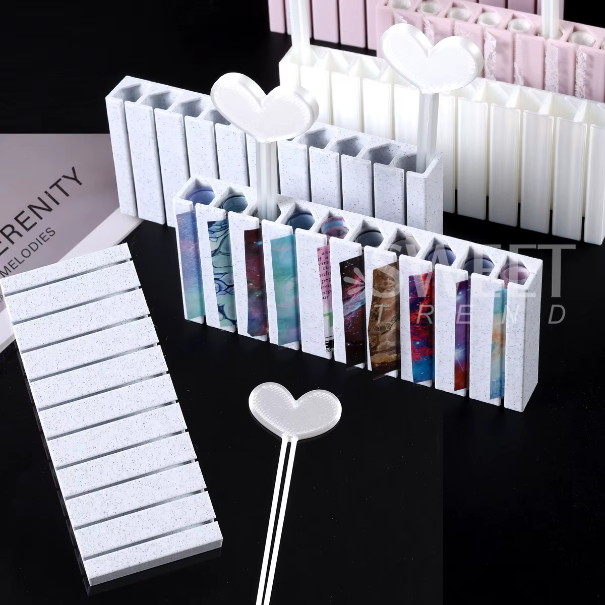 Boîte de rangement rotative pour feuilles de transfert d'ongles
