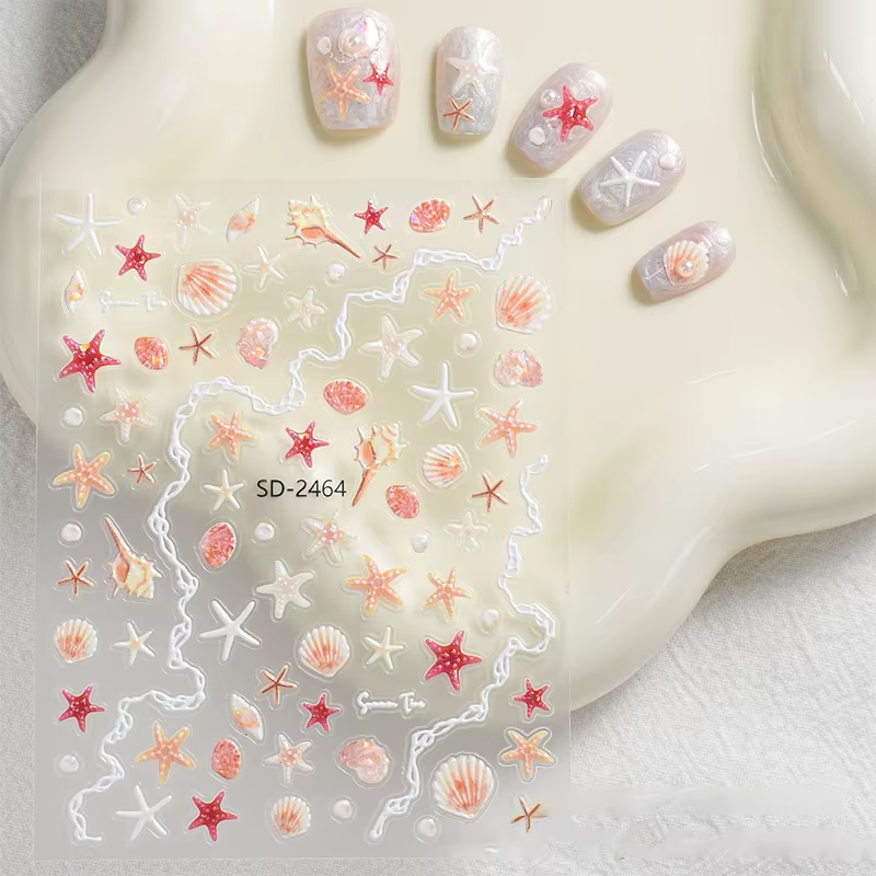 Autocollants pour ongles en coquillage d'étoile de mer