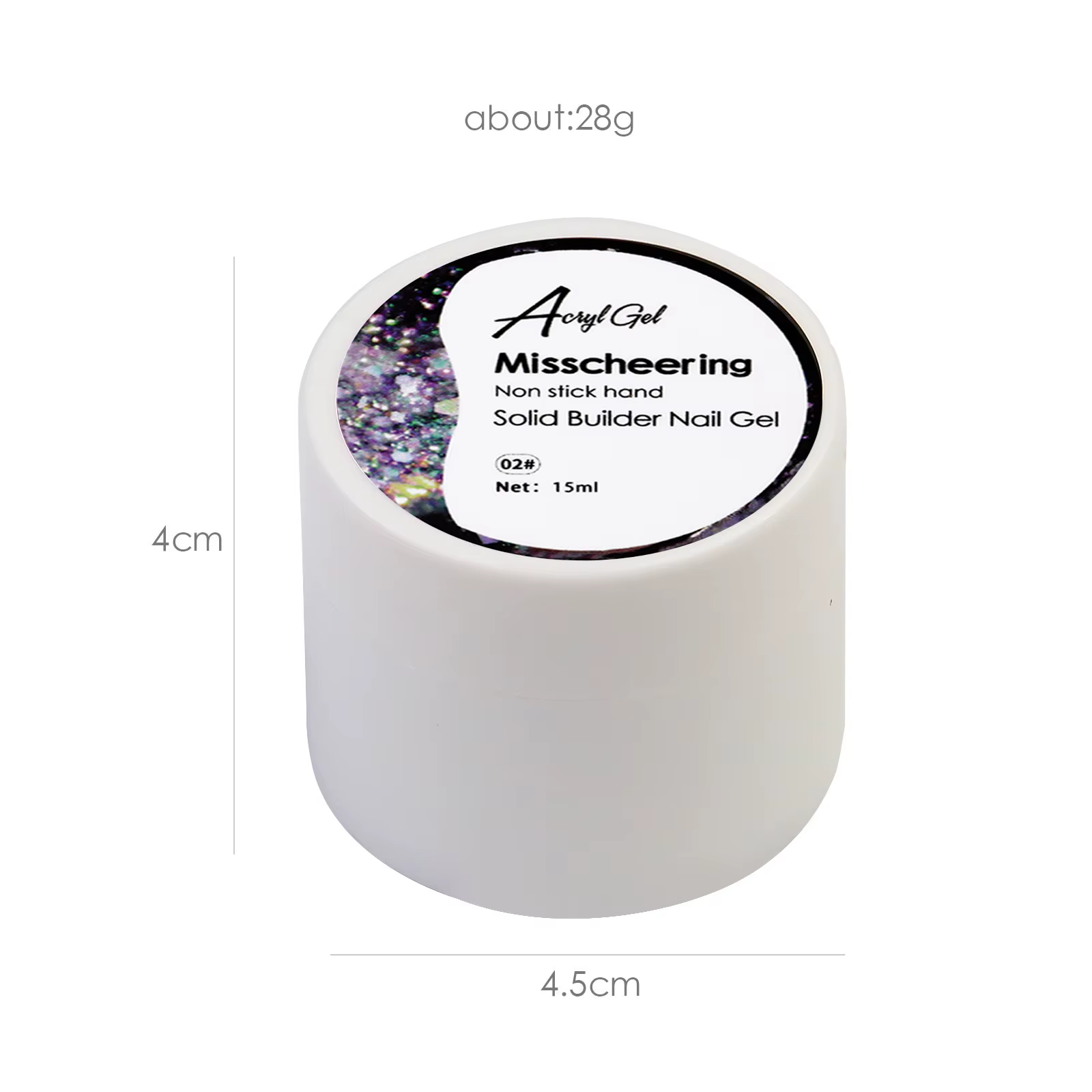 Misscheering Gel de construction solide pailleté 15ml