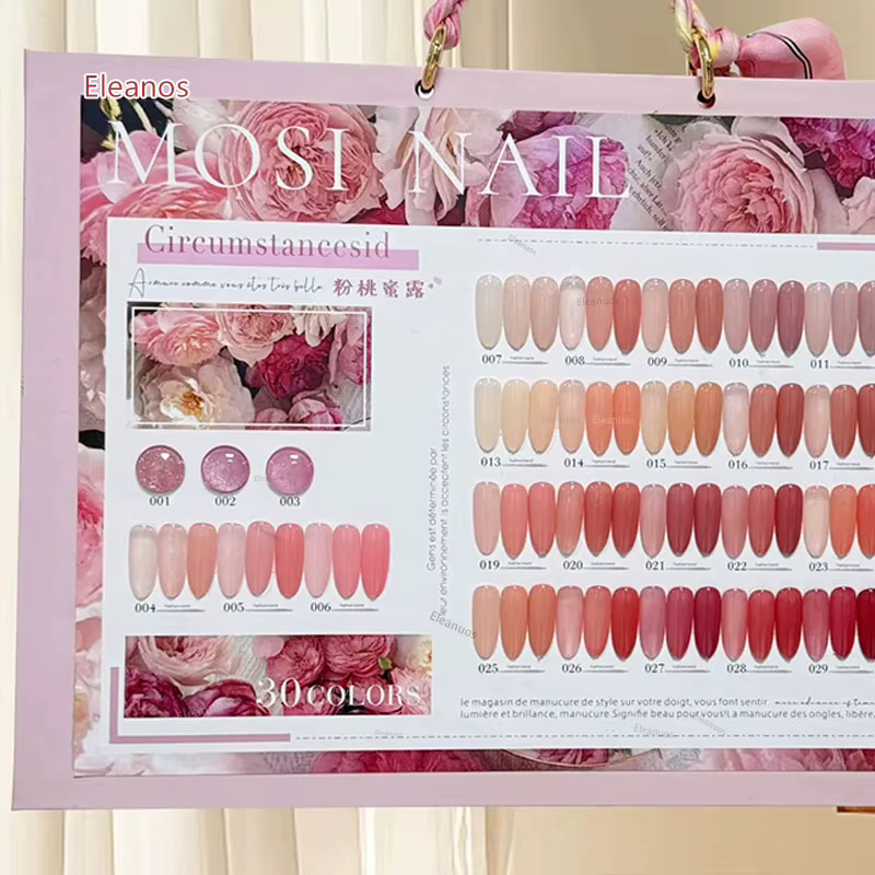 Eleanos rose pêche 30 couleurs 15ml gelée Gel vernis avec ColorCard nu transculent tremper UV LED clair manteau Gel Salon de manucure Kit