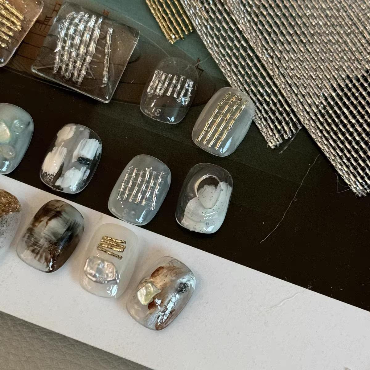 100CM or argent tissu Art Nail Art Decoratrion ongles accessoires bricolage Salon de manucure accessoire