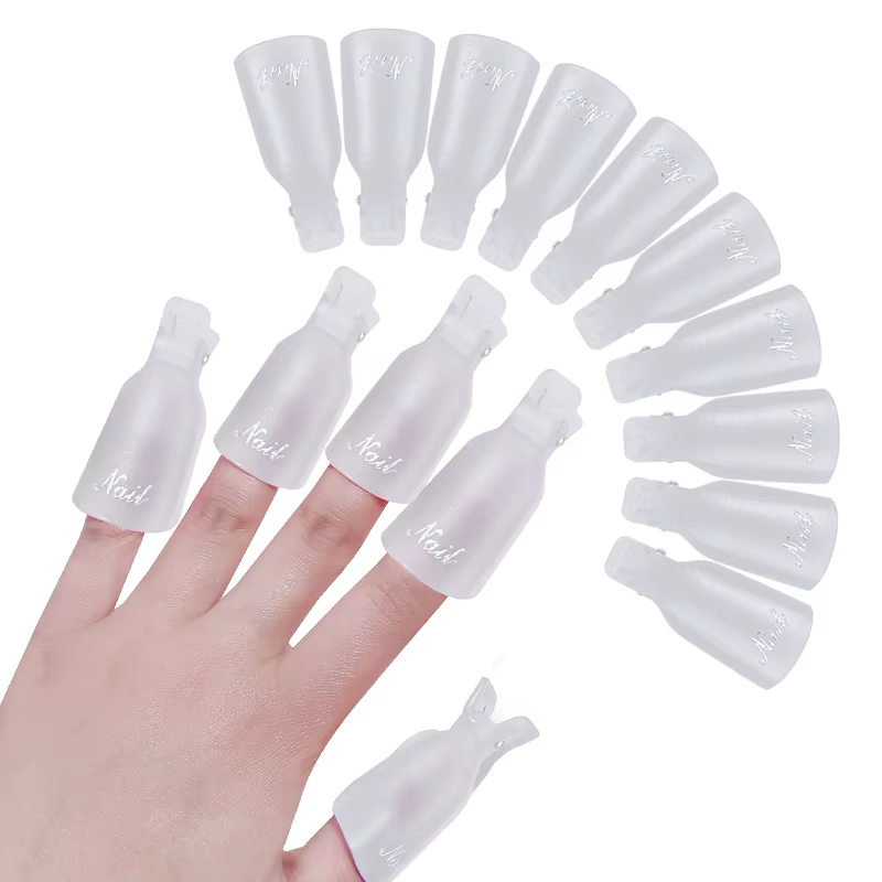10 pièces/sac coloré acrylique manucure Art trempé capuchon pince nettoyage des ongles