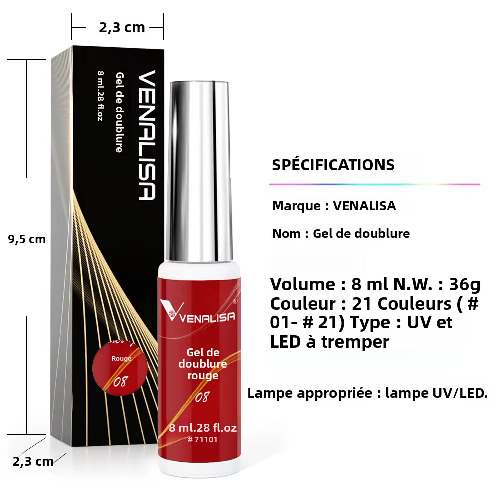 Venalisa Liner Gel 8ml Gel français peinture à ongles Gel vernis UV LED