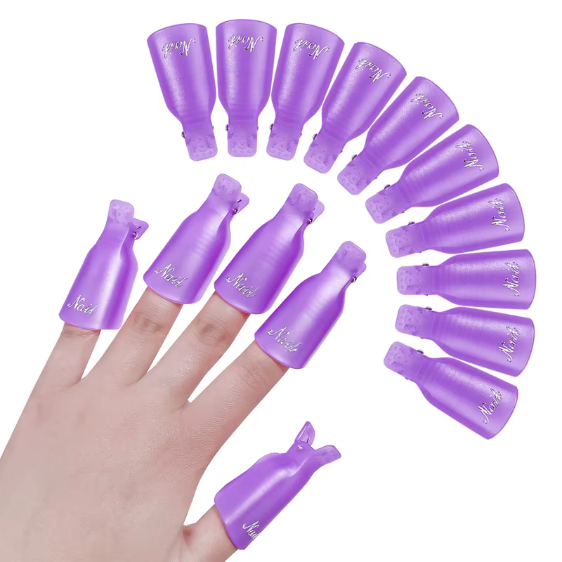 10 pièces/sac coloré acrylique manucure Art trempé capuchon pince nettoyage des ongles