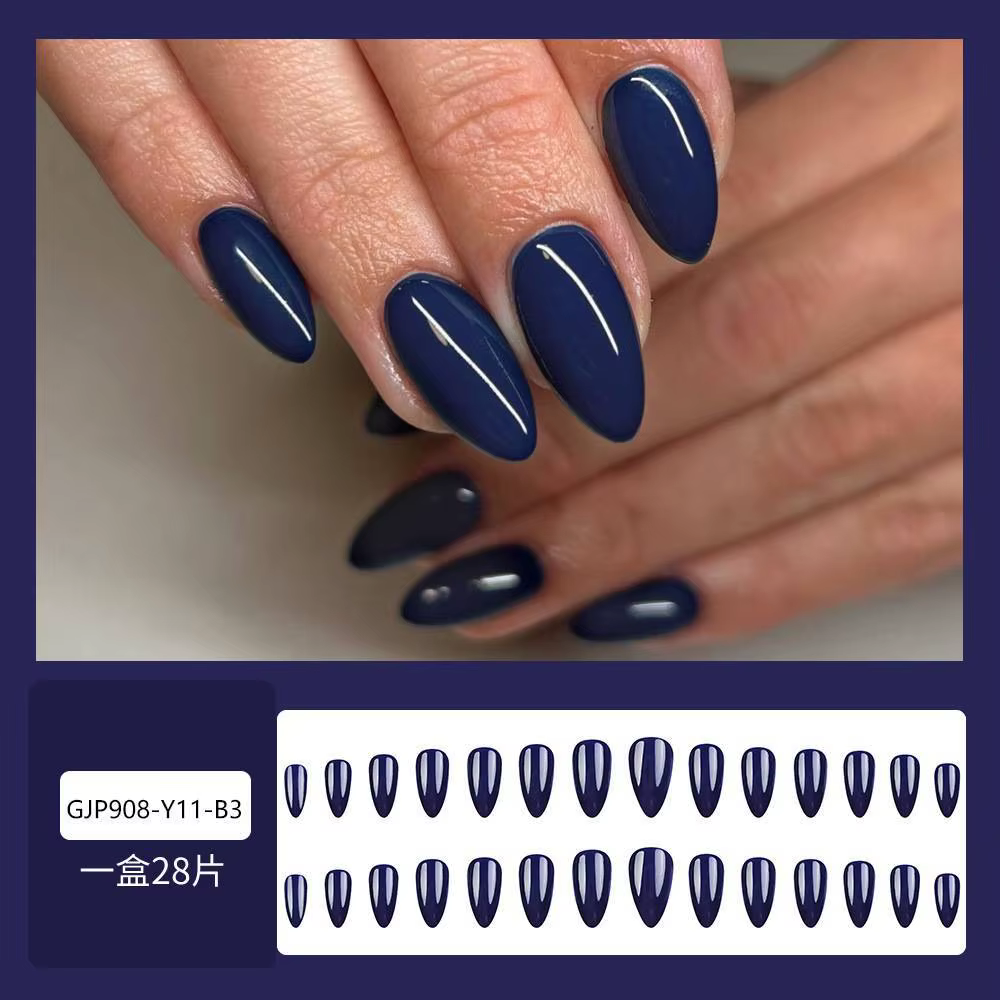 24 pièces faux ongles brillant bleu amande