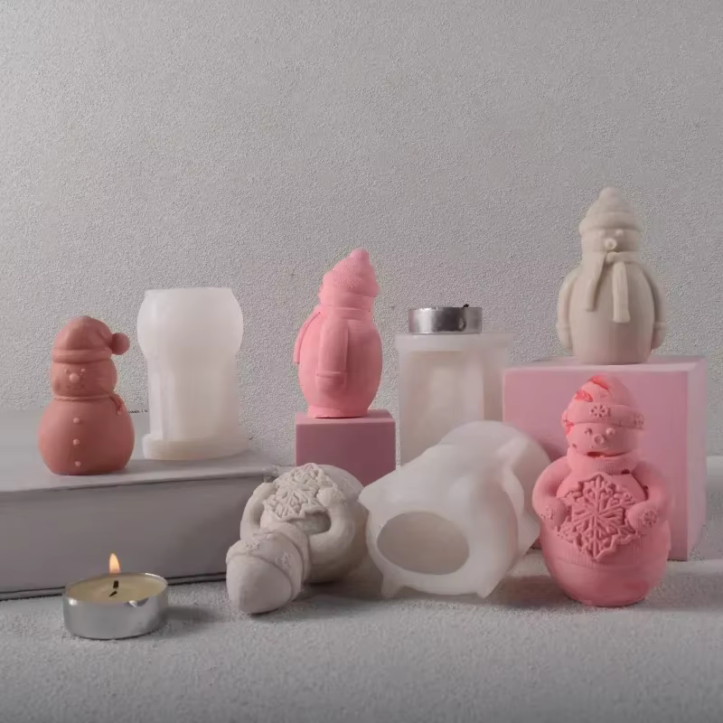Moule à bougie en silicone flocon de neige 3D, bonhomme de neige fait à la main bricolage, bougie Regina, artisanat en plâtre, moule en résine pour cadeaux de Noël