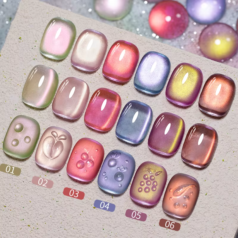PUENTE série de fruits chat Gel magnétique vernis à ongles été vert violet rose oeil