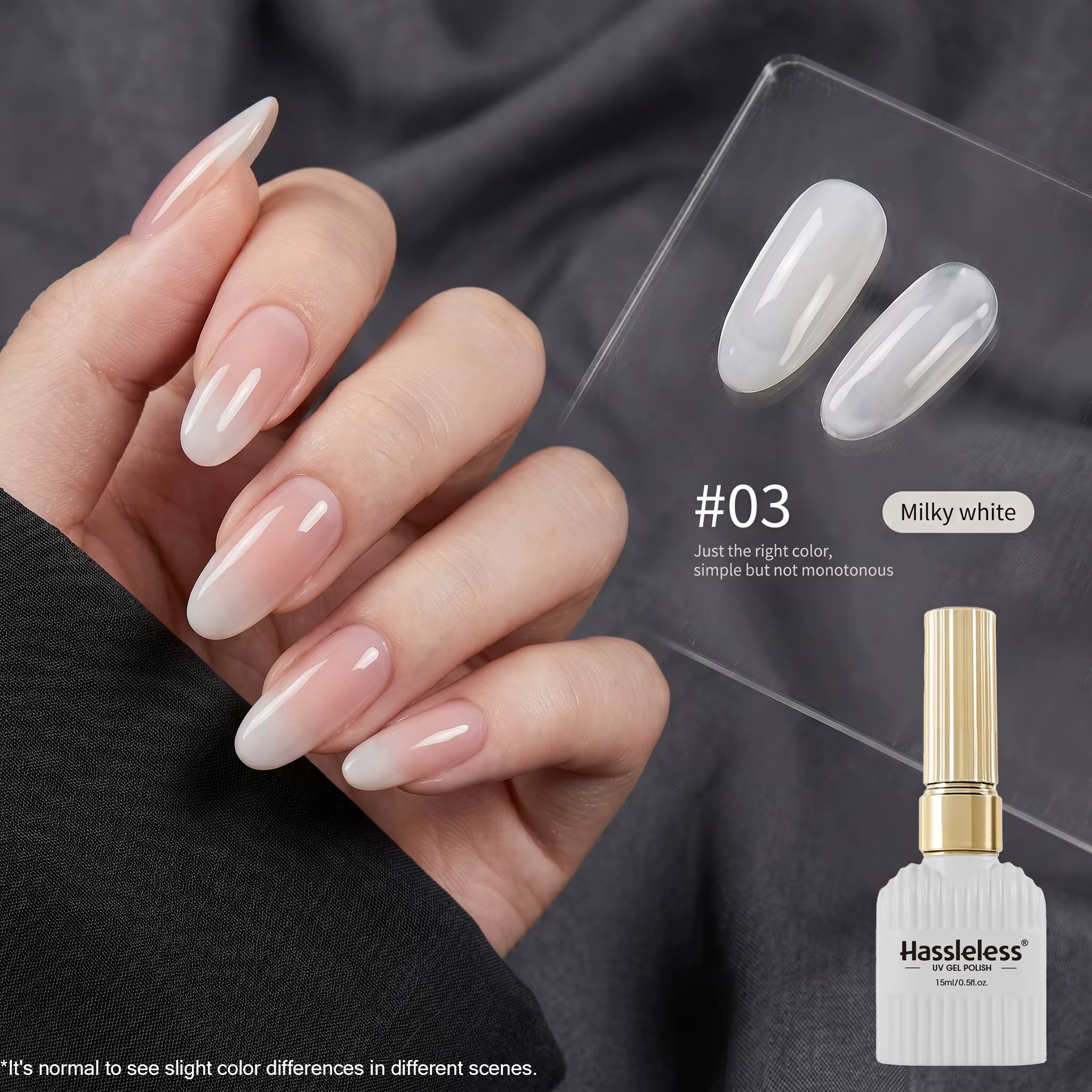 Vernis à ongles gel blanc laiteux Hassleless Sheer 15ml