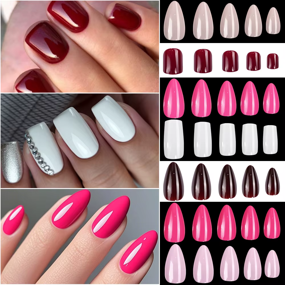Faux ongles carrés courts rouges