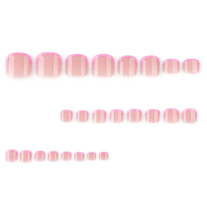 24 faux ongles réutilisables adhésifs pour les orteils