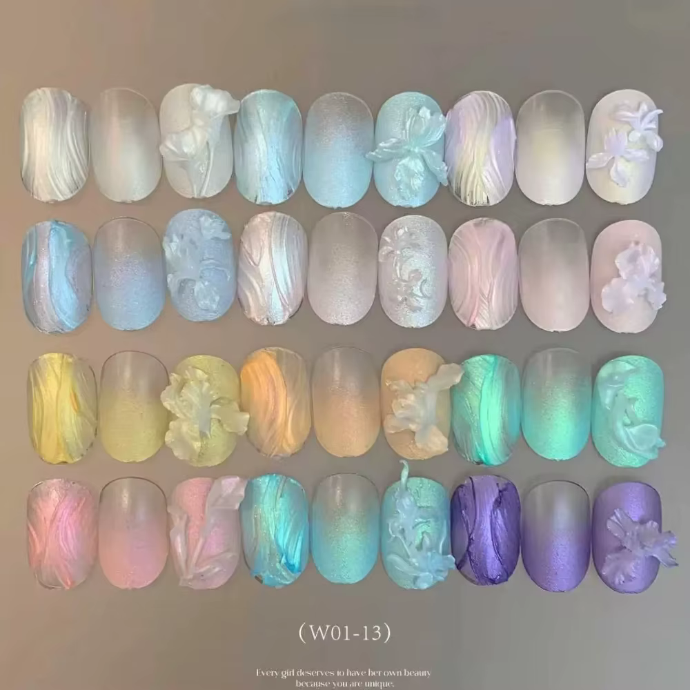 Vernis à ongles en gel nacré solide pour effet de sculpture 3D, texture créative, motifs floraux, vernis à ongles UV LED, manucure