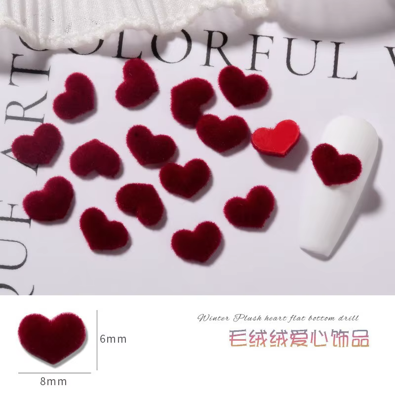 Accessoires de Nail Art français floqués en forme de cœur