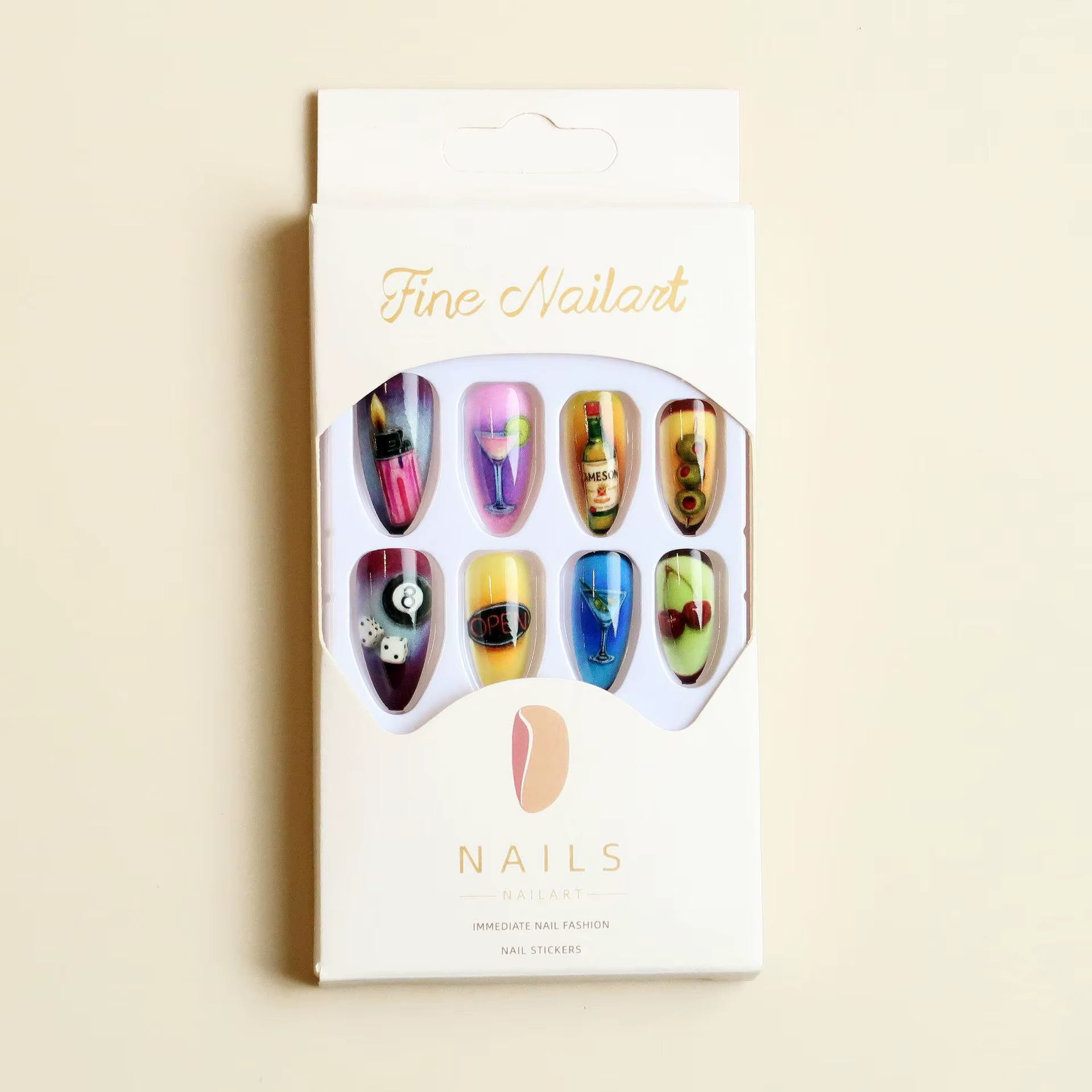 24 faux ongles brillants en amande
