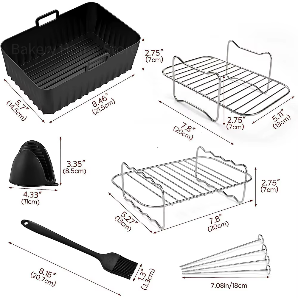 Ensemble d'accessoires pour friteuse à Air Ninja AF400EU AF300EU, Double pile XL, moule de friteuse à Air en Silicone, supports de gril pour friteuse à air 7,6 l-9,5 l