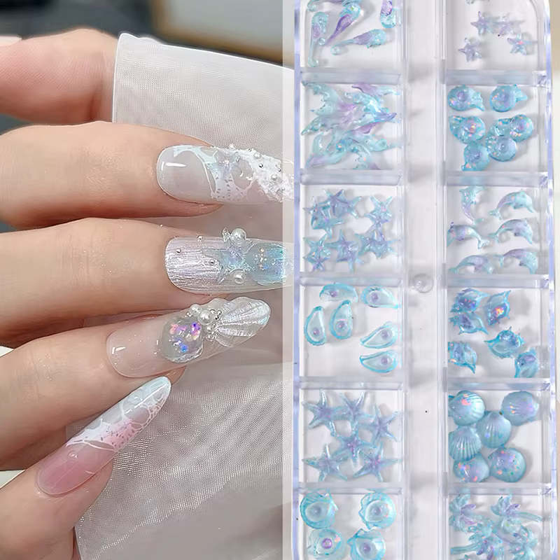 12 grilles/boîte Aurora breloque pour ongles