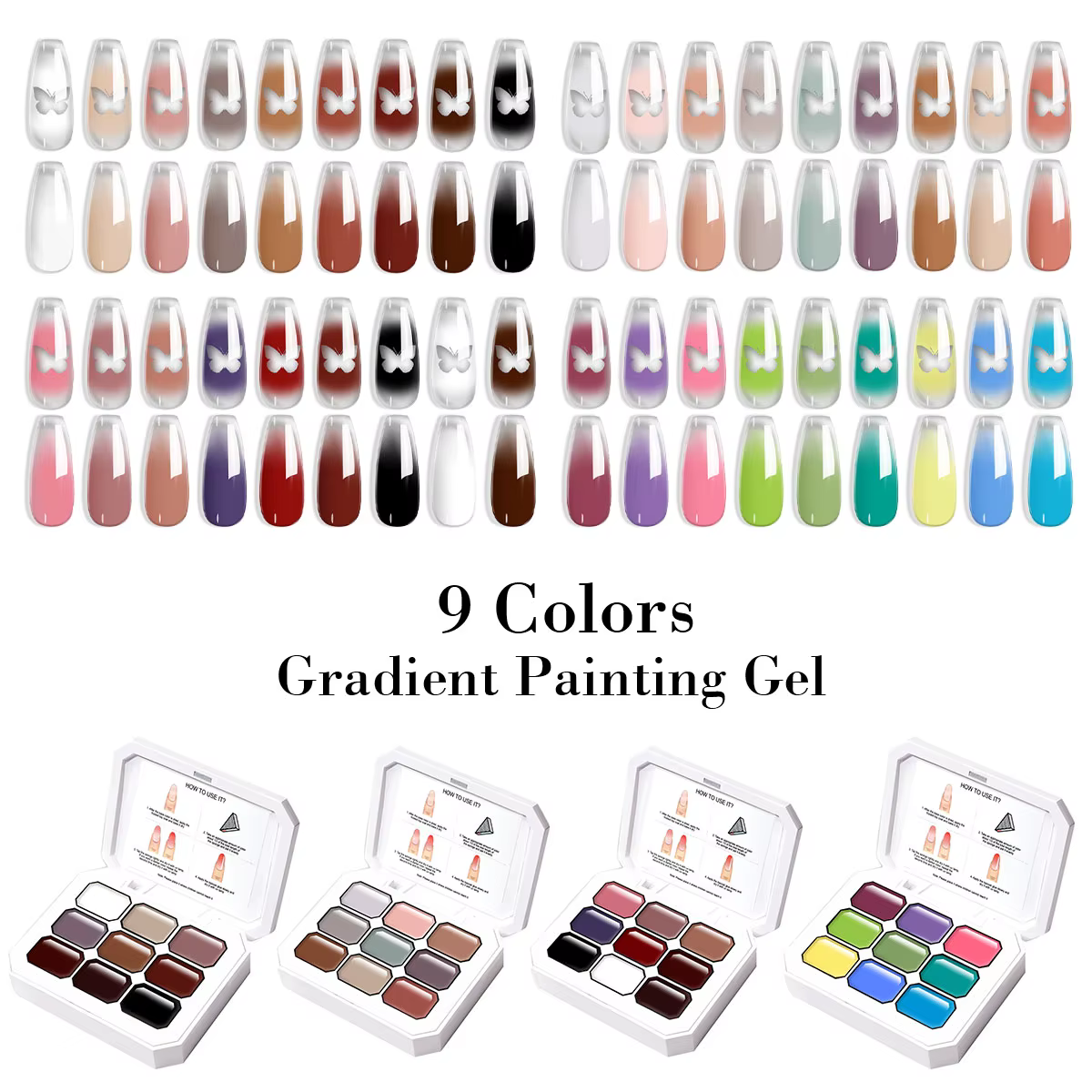 LIMEGIRL 9 couleurs dégradé peinture Gel Nail Art