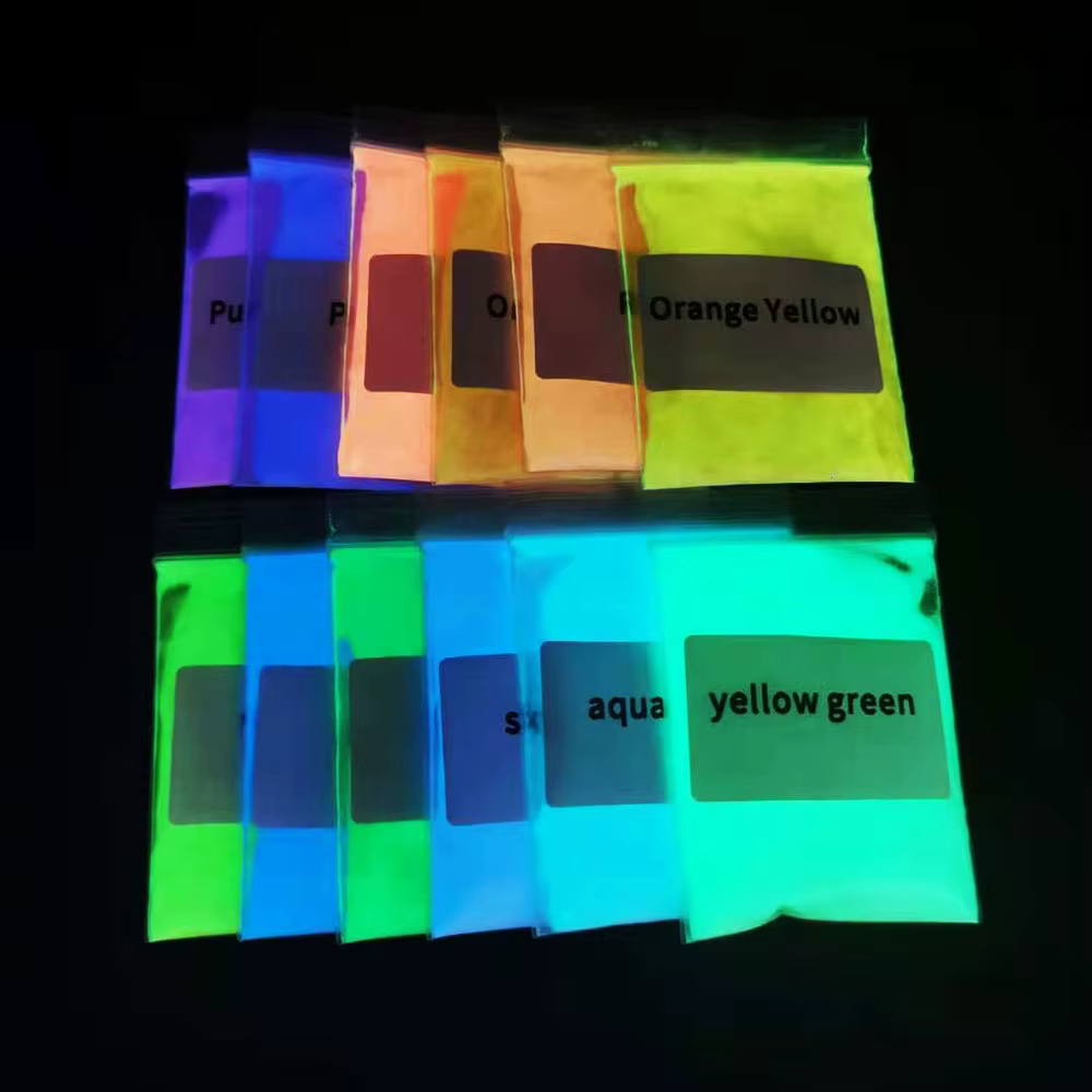 Poudre de paillettes pour ongles au phosphore lumineux néon