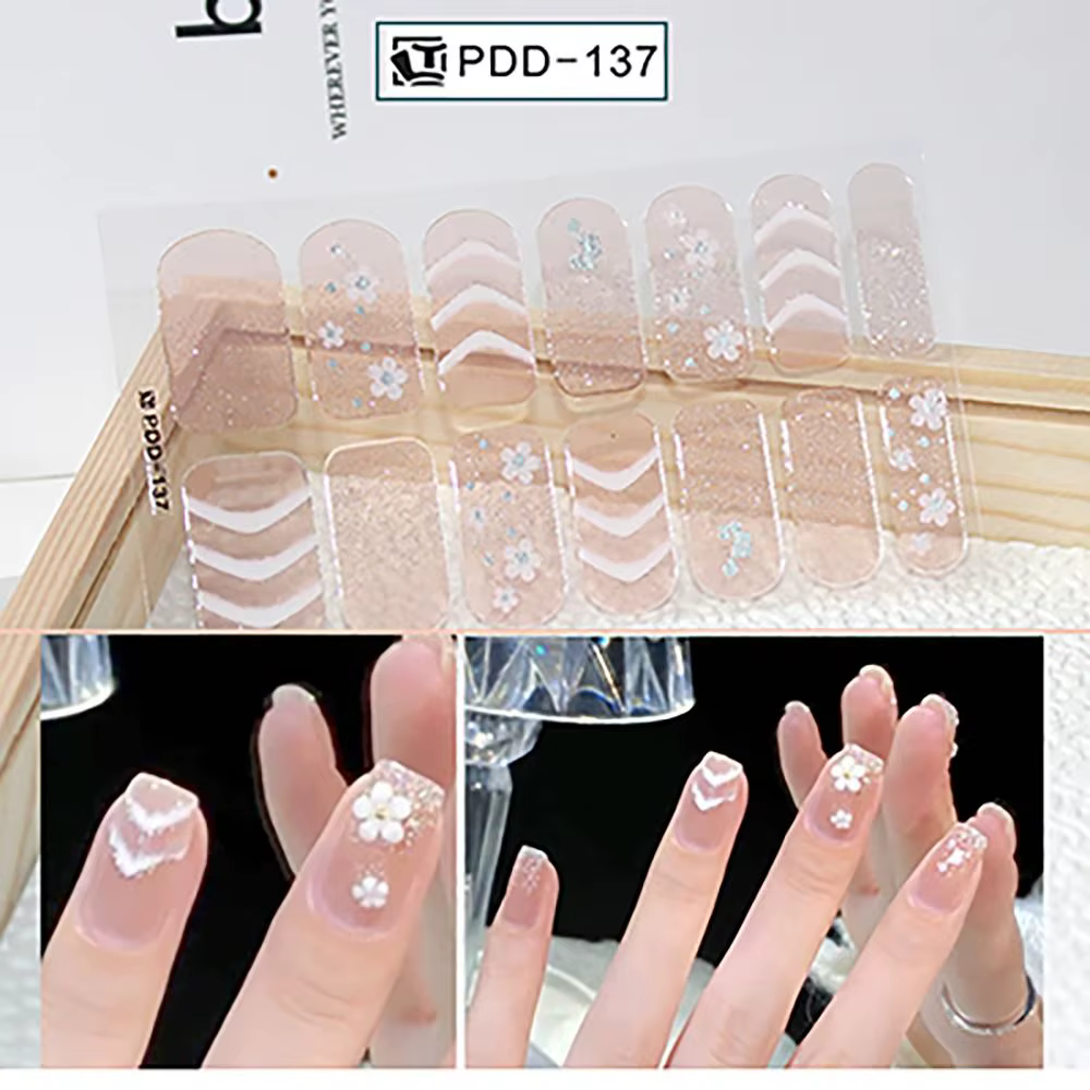 14 Bandes d'Autocollants en Gel Semi-Durcis pour Ongles