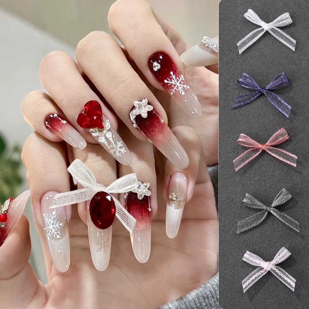 Nœuds en Organza japonais blanc rose