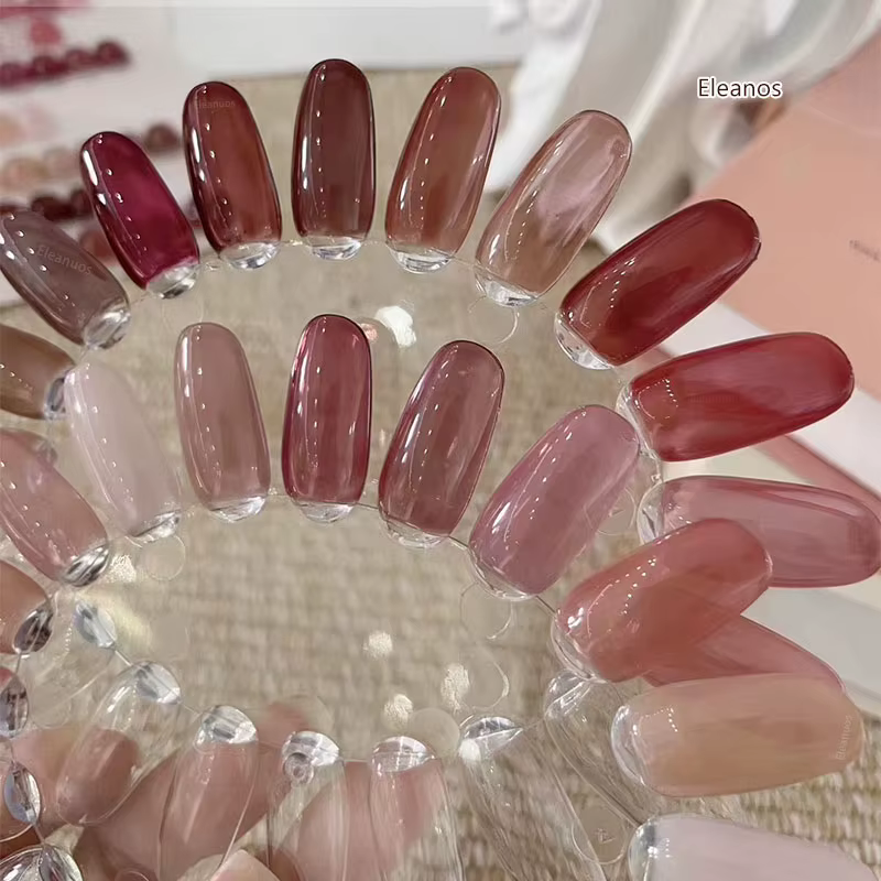 Eleanos Rose Rose 24 pièces gelée Transparent Gel vernis à ongles couleur Rose nu UV tremper Gel vernis Jade Nail Art Gel laque 15ml