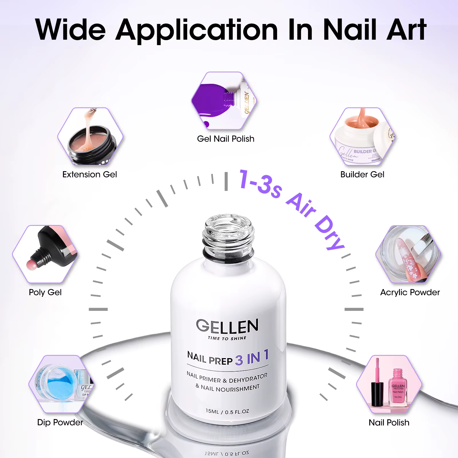 Kit de préparation et déshydratant pour ongles GELLEN 3 en 1