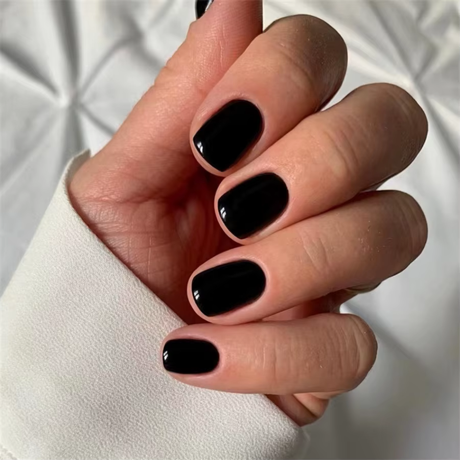 24 pièces/ensemble Faux ongles en acrylique à couverture complète à presser, courts, style French, rouges brillants, amovibles, fournitures pour ongles