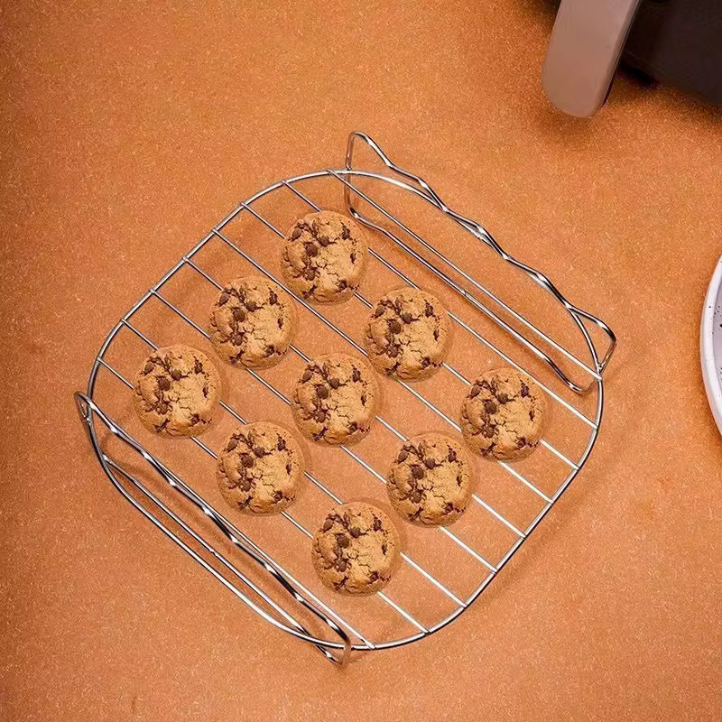 Accessoires pour friteuse électrique à air, gril à double couche en acier inoxydable T1 avec 4 pics à viande rôtie, friteuse à vapeur T1