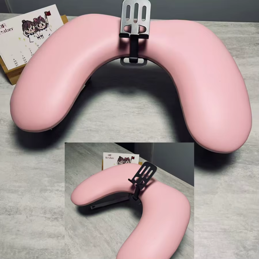 Coussin de manucure professionnel avec support pour téléphone - Cuir PU blanc
