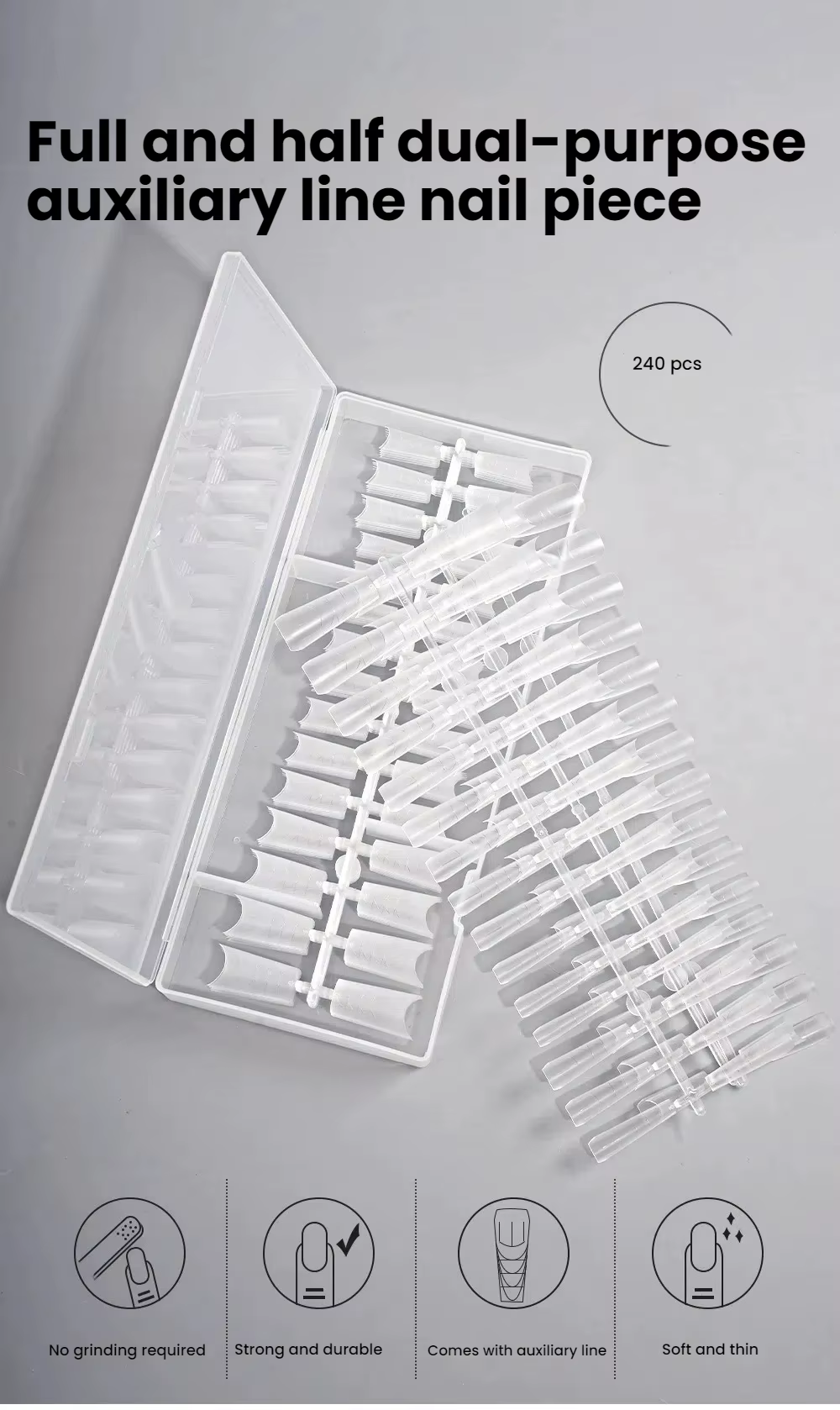 Faux ongles ABS longs et mats sans couture