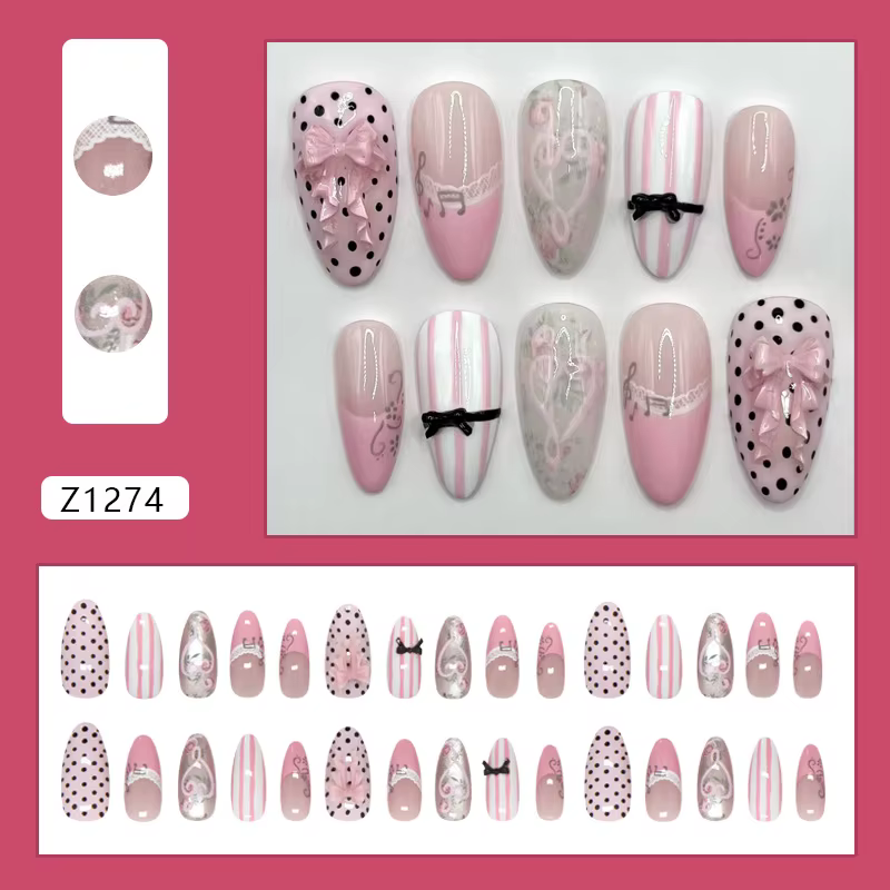30 faux ongles créatifs motif notes de musique
