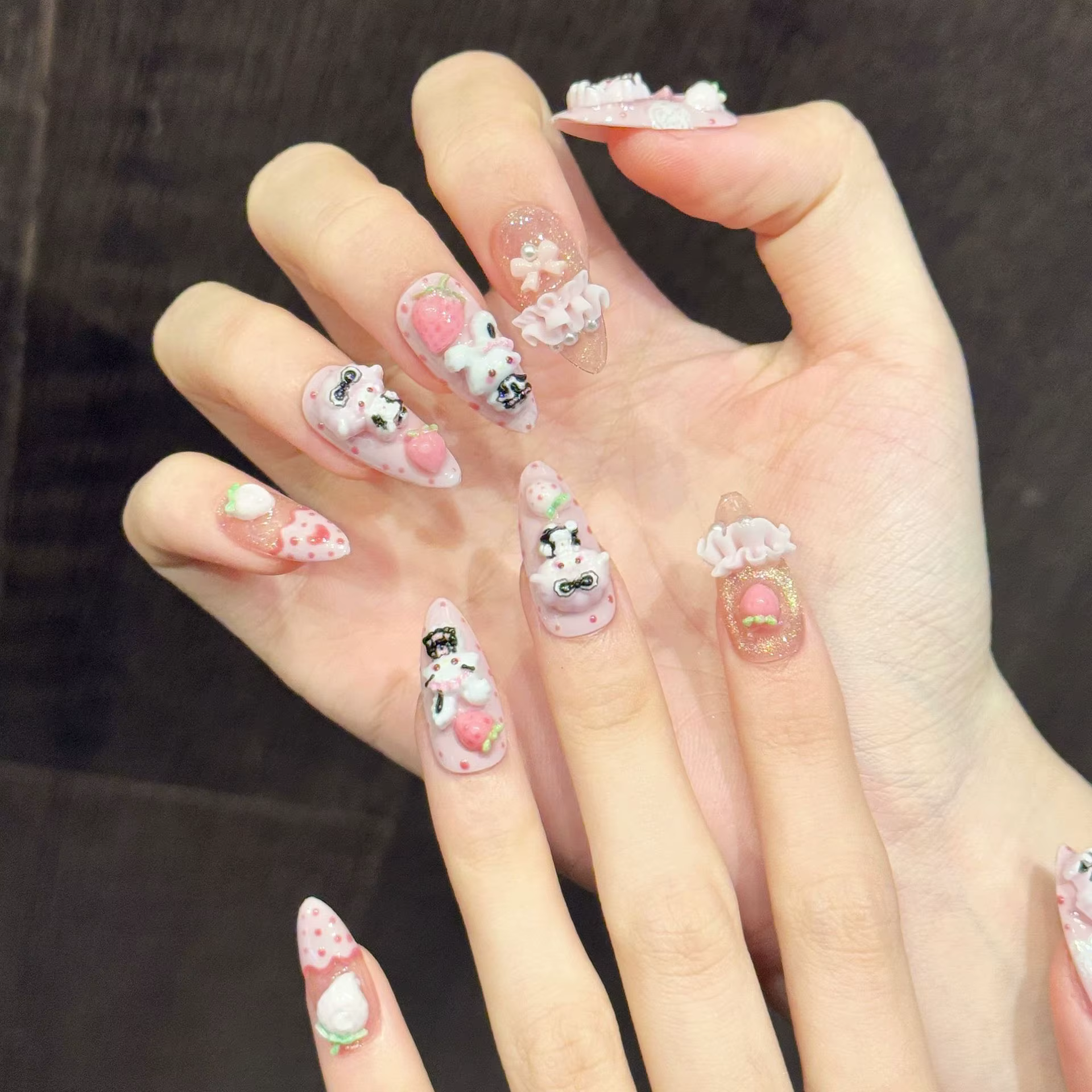 Faux ongles à pression en forme d'ours 3D