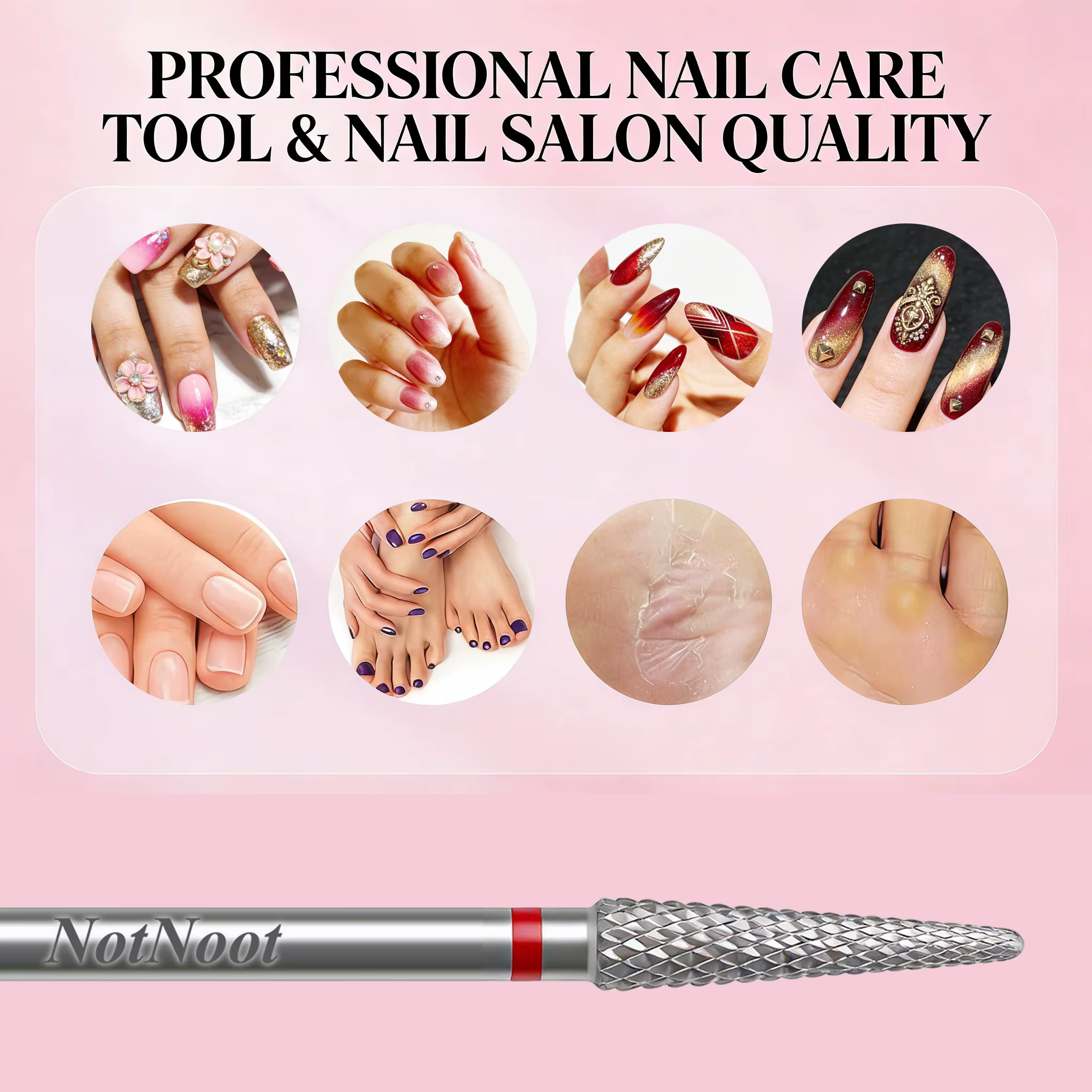 Fraise de sécurité pour ongles en carbure de tungstène argenté 3/32 po pour le nettoyage des cuticules et le retrait du gel