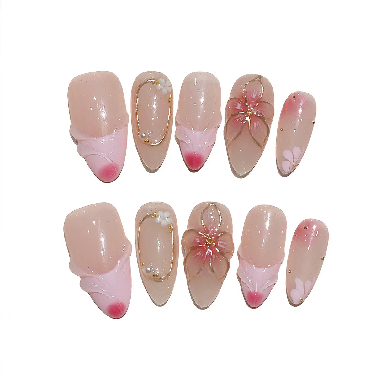 Kit de 10 faux ongles press-on faits main