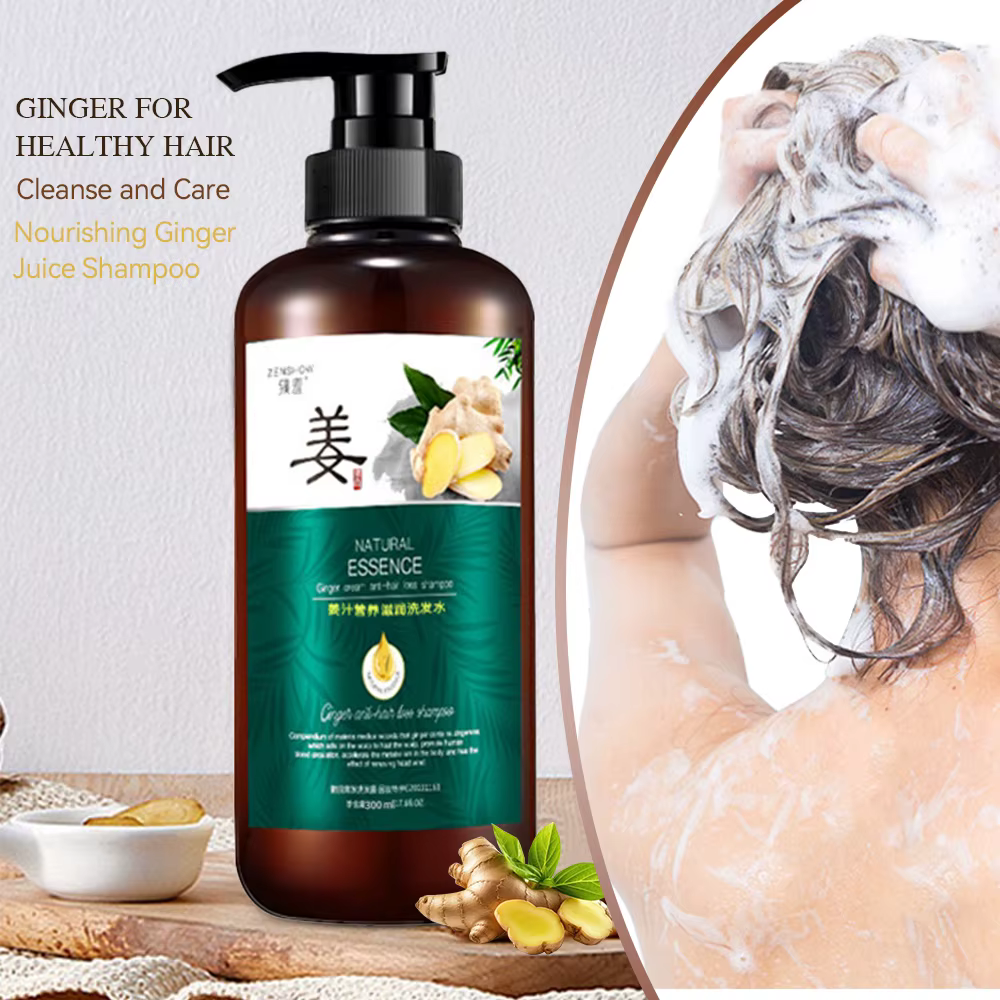 Shampoing à l'huile essentielle de gingembre pour la croissance des cheveux, soin naturel Anti-perte de cheveux, prévient les cheveux secs, crépus et endommagés, réparation