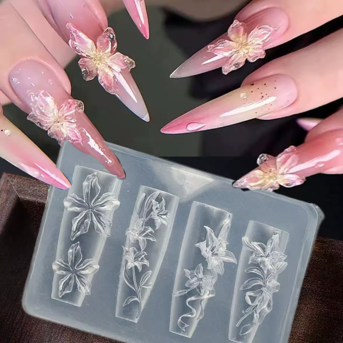 Moule à ongles - Modèles incurvés de sculpture 3D pour fleurs de lys