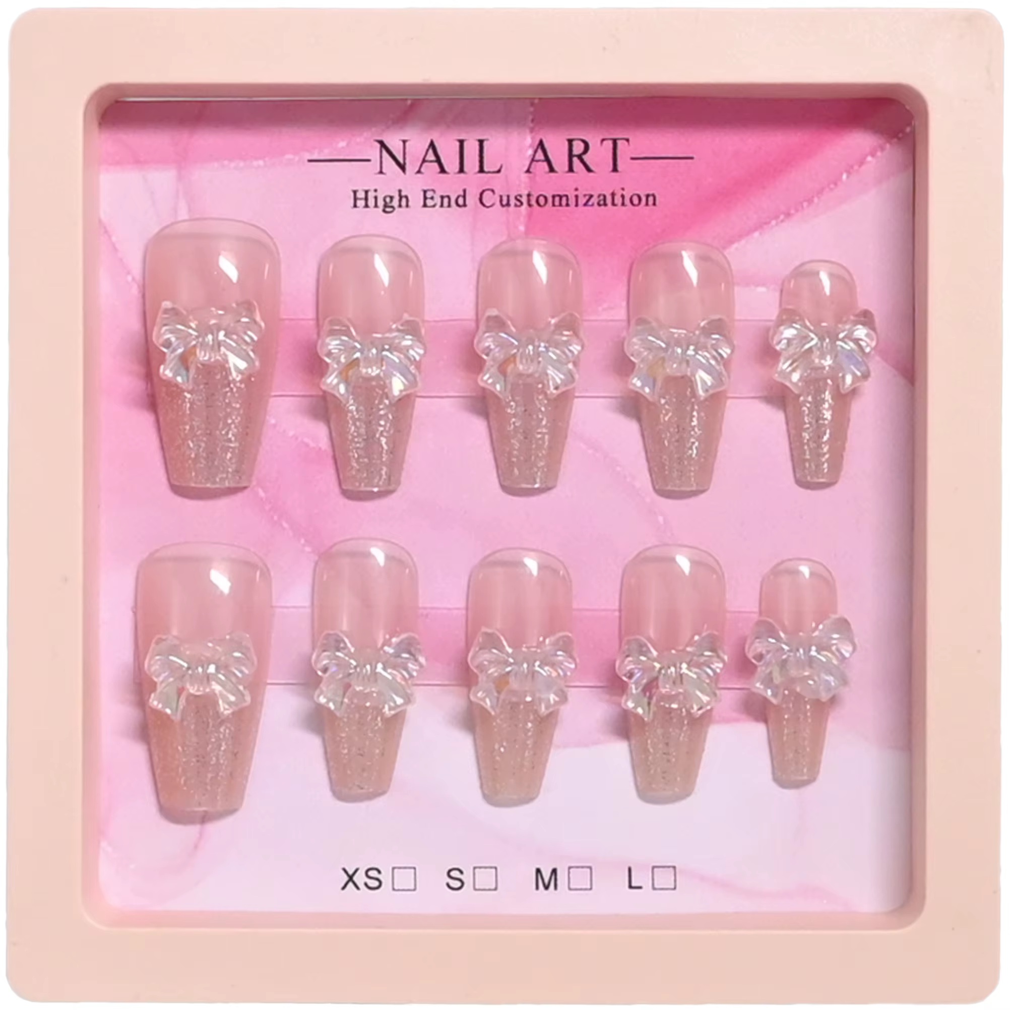 24 faux ongles longs en forme de cercueil