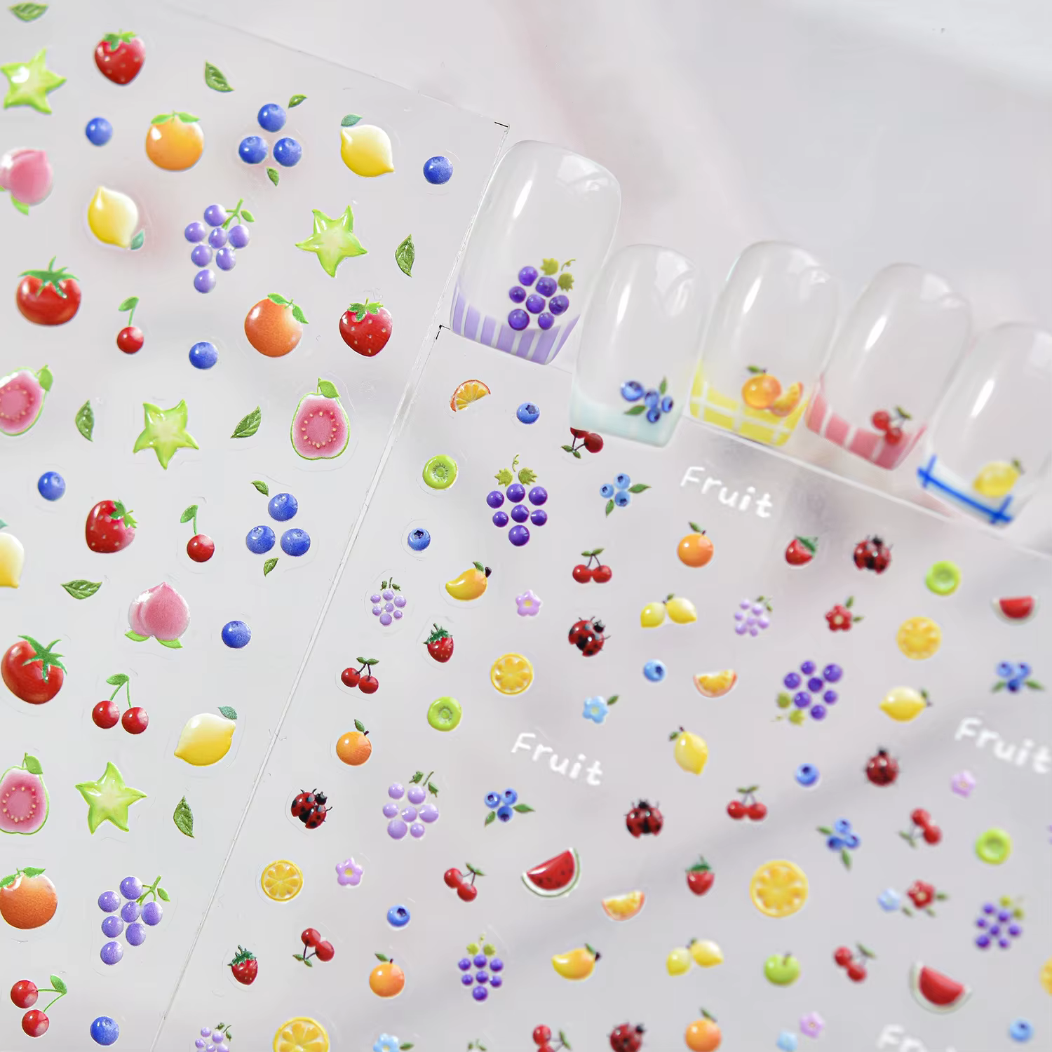 Mini autocollants 5D pour ongles en forme de tranches de fruits (pastèque