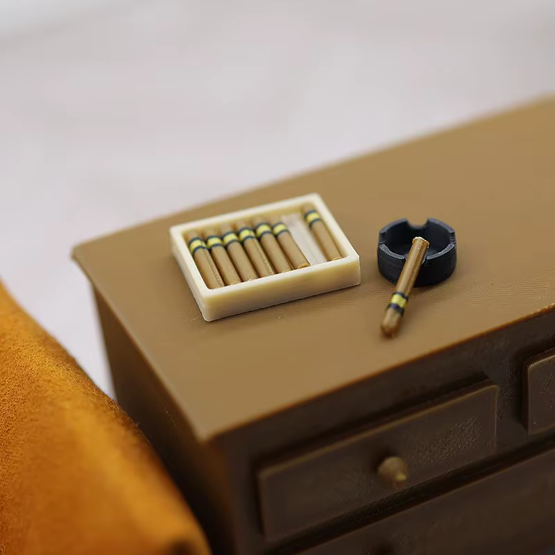 Kit de cendrier de cigare miniature 1/12 pour maison de poupée, modèle d'ornement de cigarette, accessoires de décoration pour maison de poupée, 1 ensemble de jouets de simulation