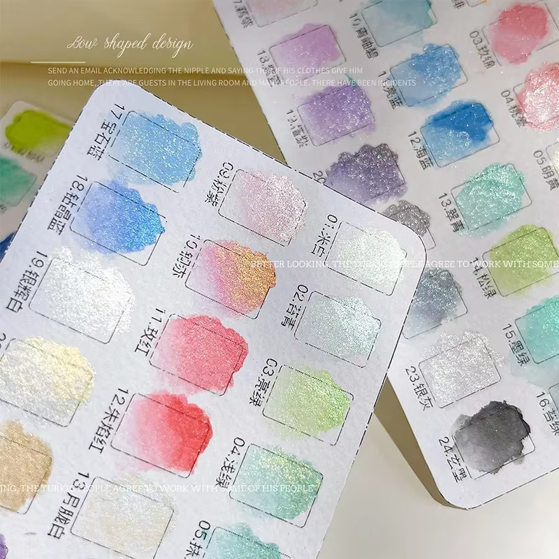 24 couleurs ongles solide Pigment Aurora nacré Nail Art aquarelle métallique Palette peinture dessiner Chrome caméléon