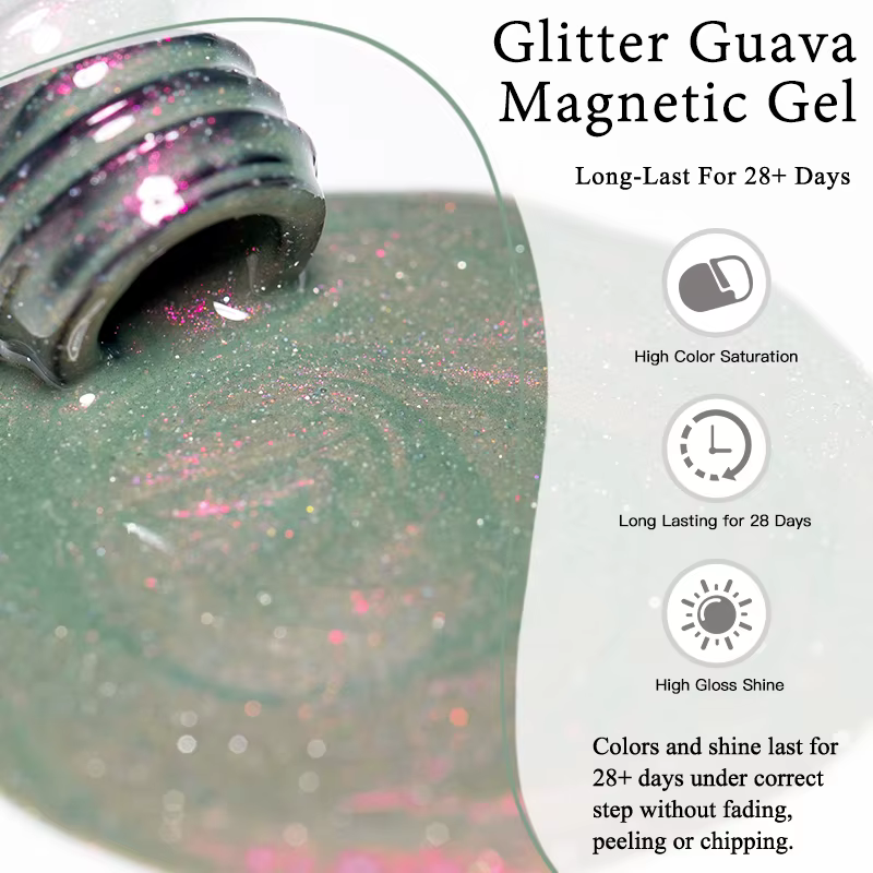 Vernis à ongles gel magnétique pailleté Guava Cat