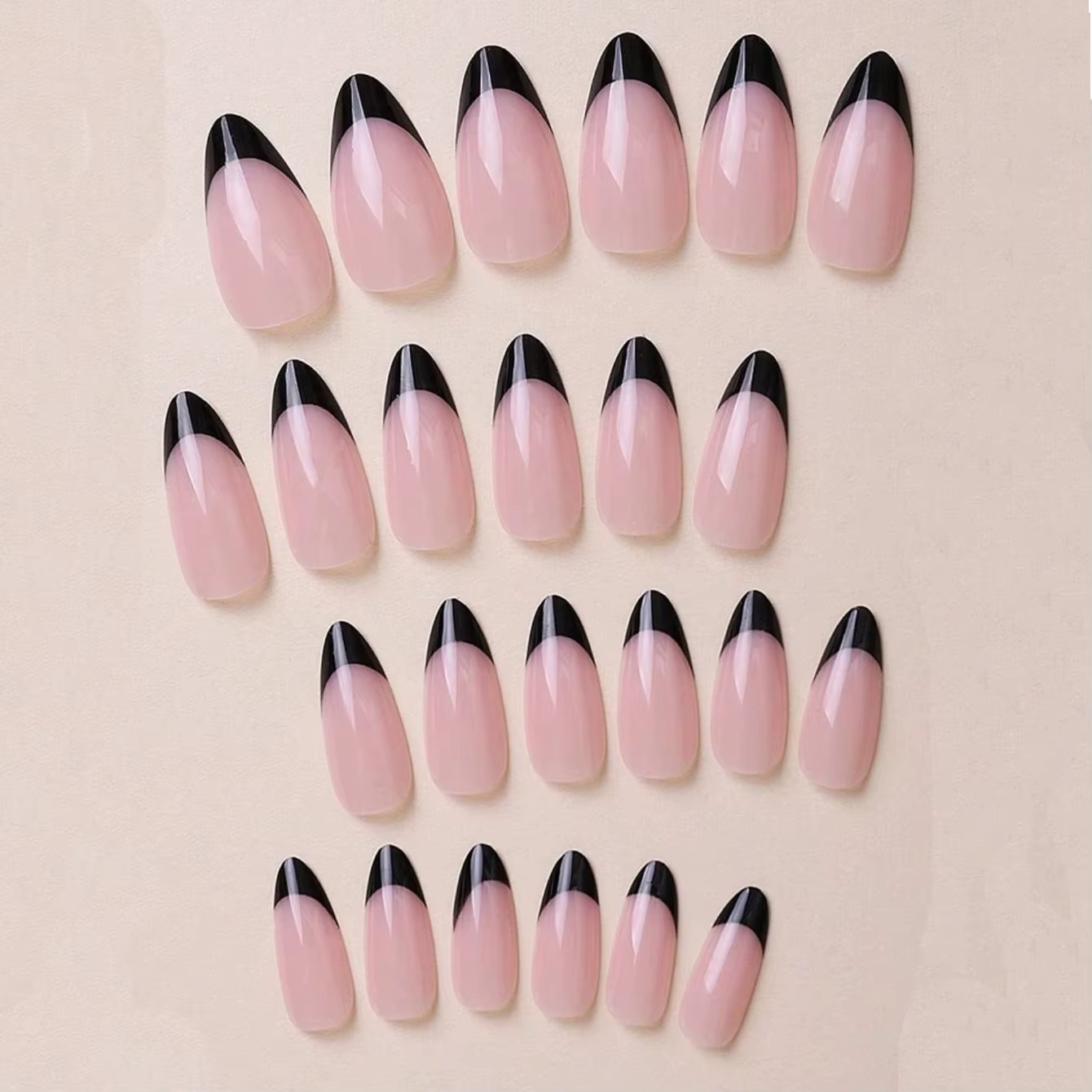 120 faux ongles noirs français