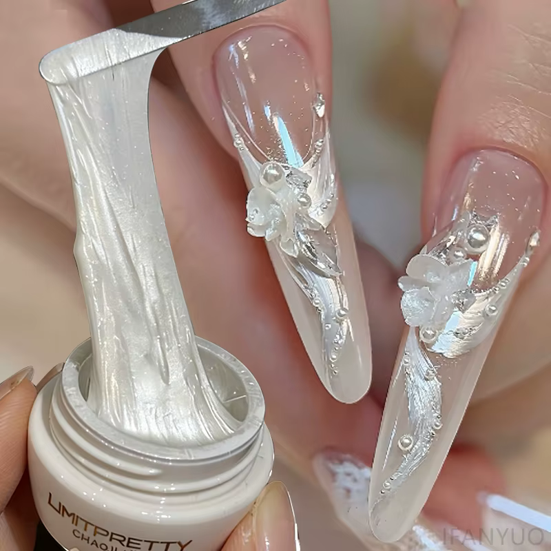 Gel de dessin élastique pour nail art en satin de soie blanc