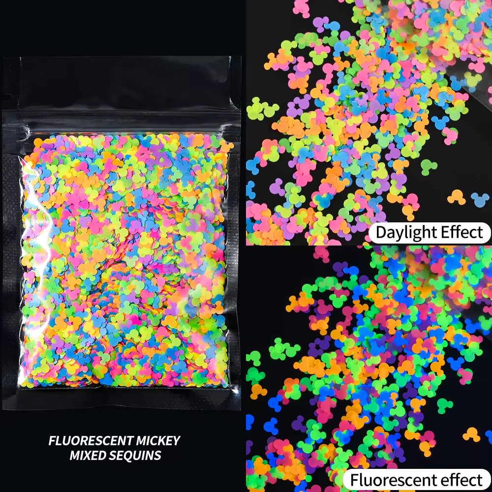Paillettes fluorescentes tête de Mickey pour ongles